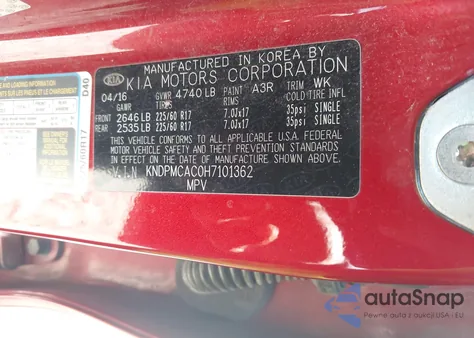 2017 Kia Sportage Lx из США, поврежденный, VIN KNDPMCAC0H7101362